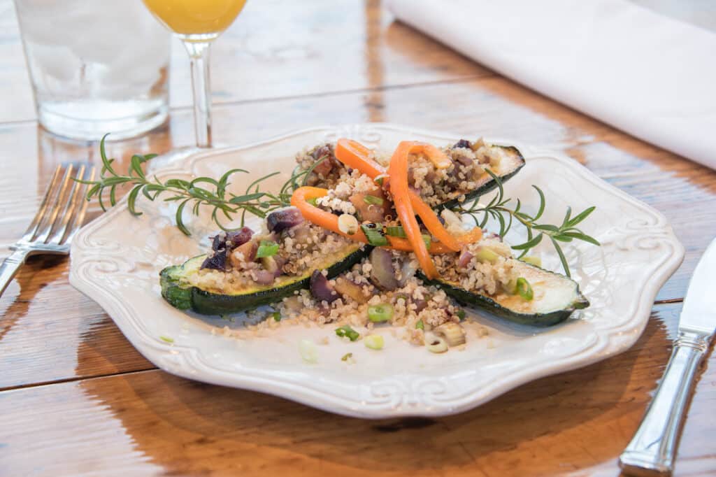 Finger Lakes Bed and Breakfast, photo of a healthful breakfast with produce from our garden on site 