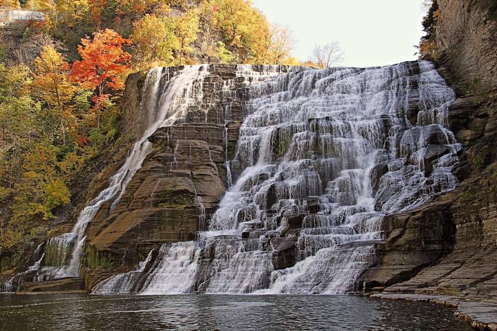 Finger Lakes Waterfalls, shot of Ithaca Falls on the Cornell Campus in Ithaca NY