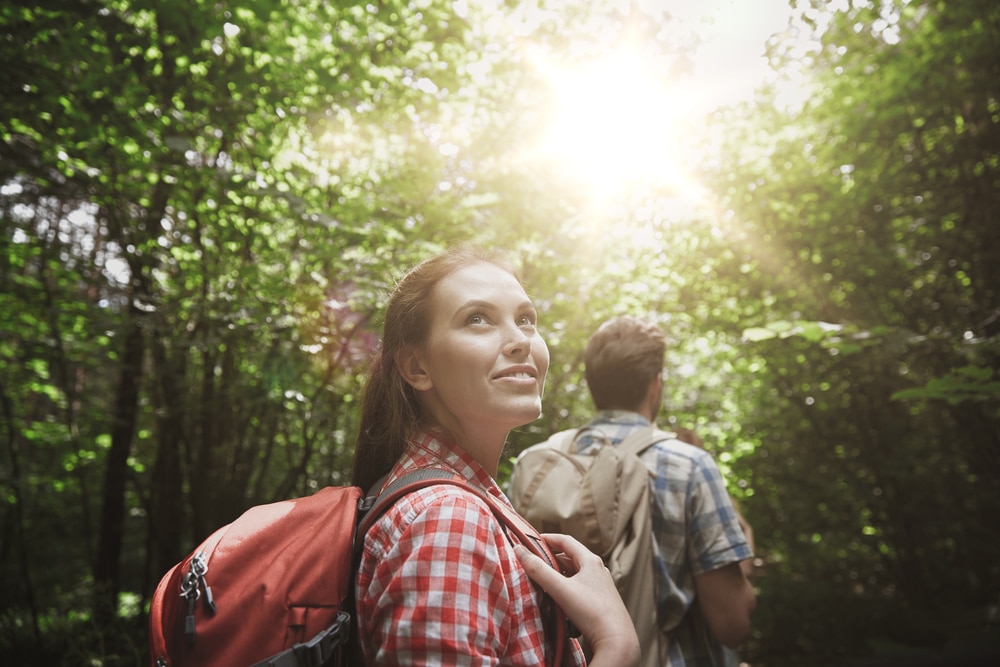 Ithaca Falls Trail, and more great hikes near Ithaca, photo of a couple hiking in Ithaca