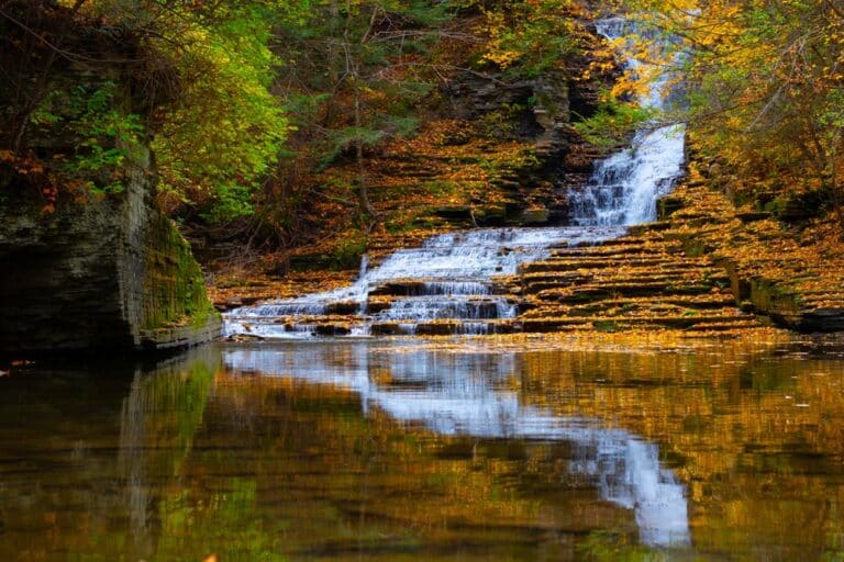 Our Blog 87 The waterfall Upper Buttermilk Falls State Park in fall.